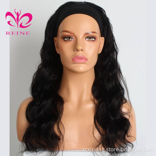 Reine Hair Headband Wig Straight 150% Ice Silk Scarf Headband Wig double drawn human hair wigs  For Black Women